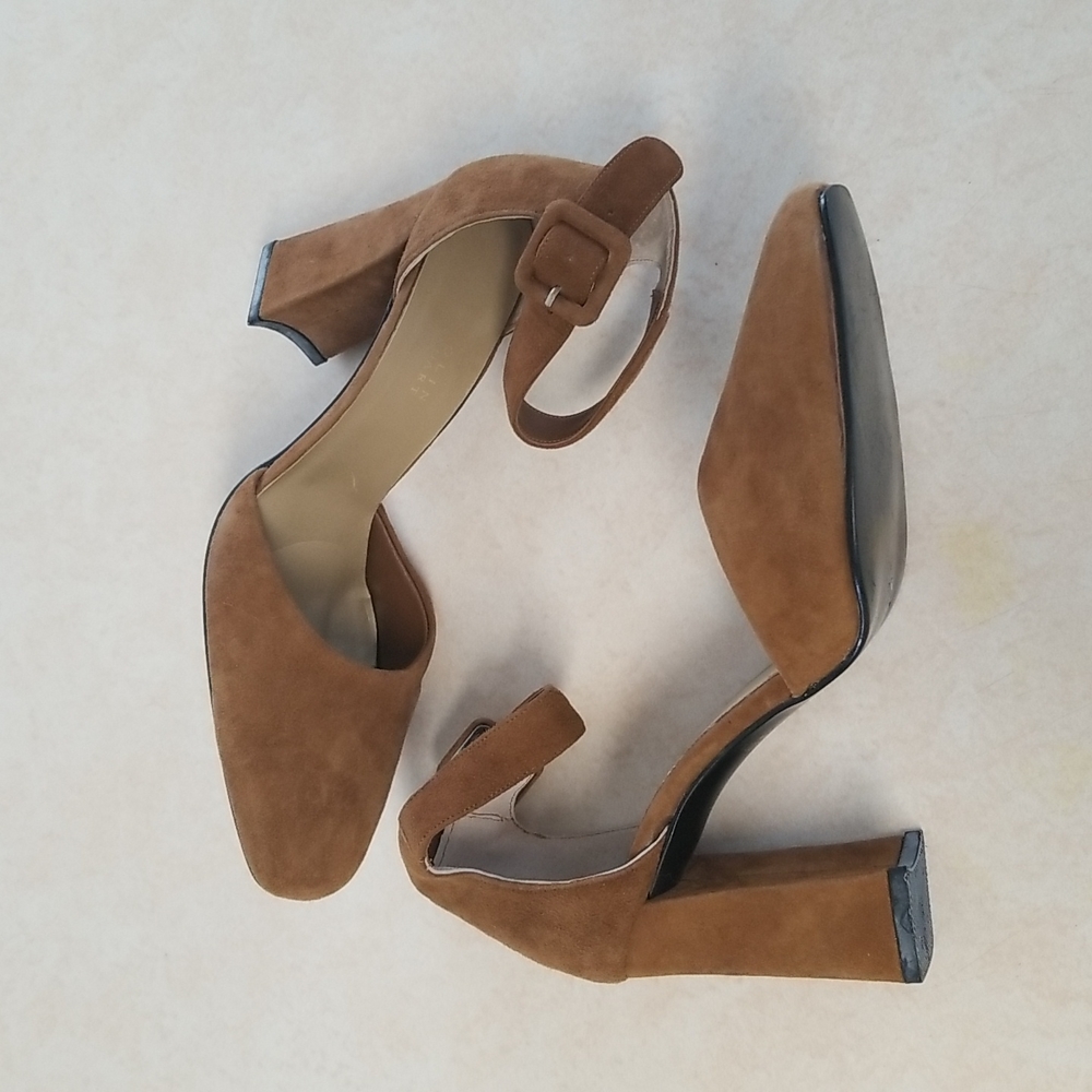 Colin Stuart Brown Suede Ankle Strap Block Heels NWOB Size 7.5 - Picture 7 of 13